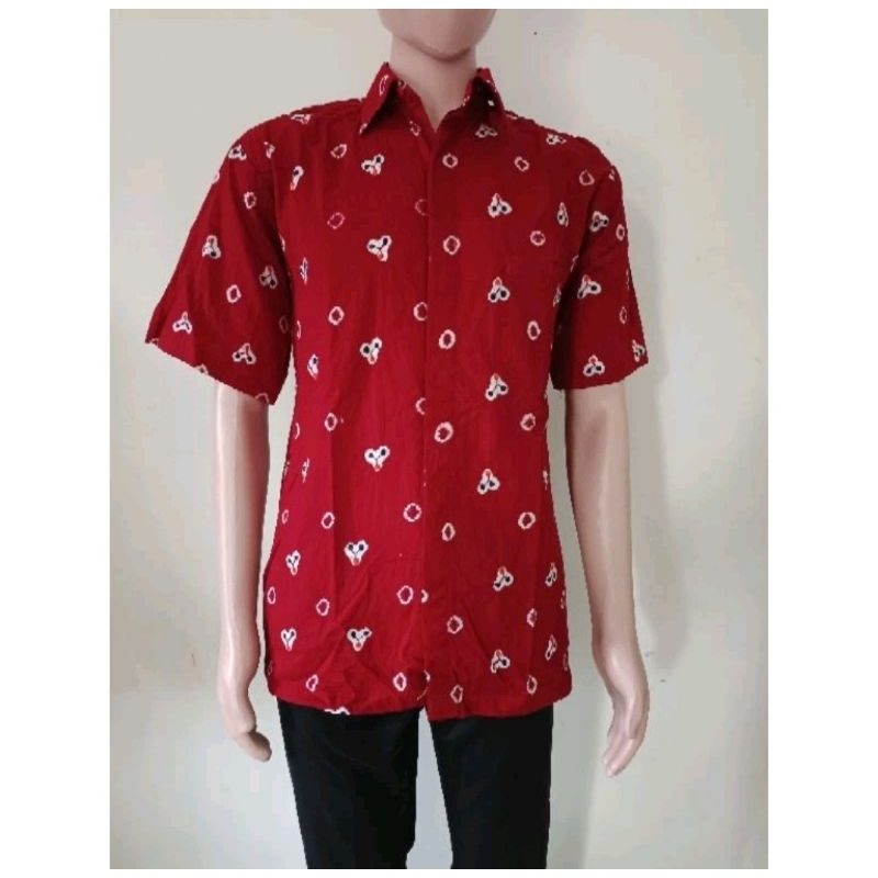 Kemeja Batik Jumputan Pria Lengan Panjang Lengan Pendek Lapisan Tricot Batik Modern Batik Agustusan 