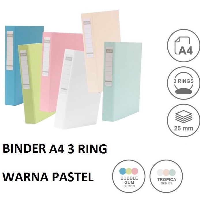 

KODE F1U5 Bantex Binder A4 3 Ring Warna Pastel