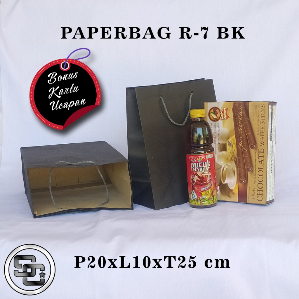 

PAPERBAG BONUS KARTU UCAPAN UKURAN R-7 BK (P20 X L10 X T25 CM) UNTUK WAFER ROLL TEH BOTOL DLL