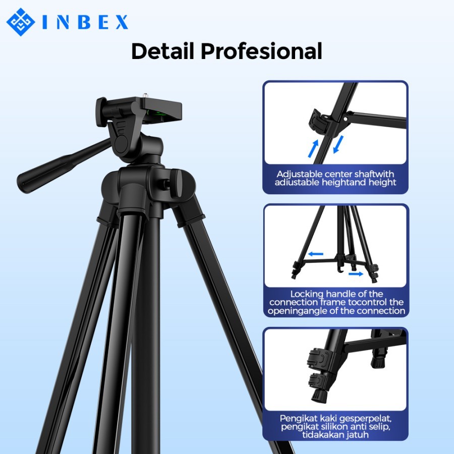 INBEX IT130 Tripod 130cm Profesional Tripod Handphone/Kamera/DSLR+Bluetooth Remote COD