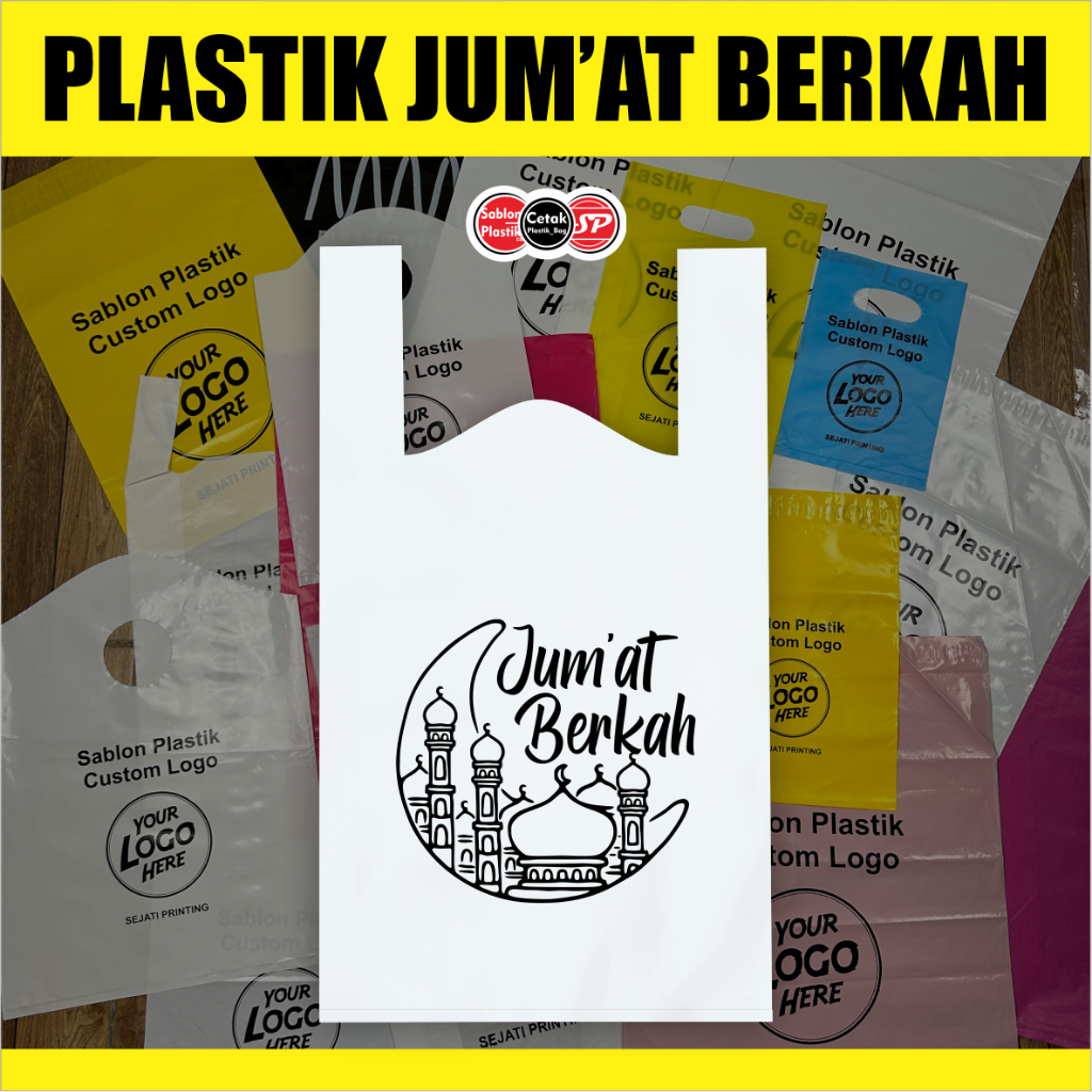 

(Isi 25pcs) Plastik Motif Desain Jum'at Berkah, Plastik Makanan, Kresek Bingkisan, Kresek Makanan - HD Kresek 28 x 48cm