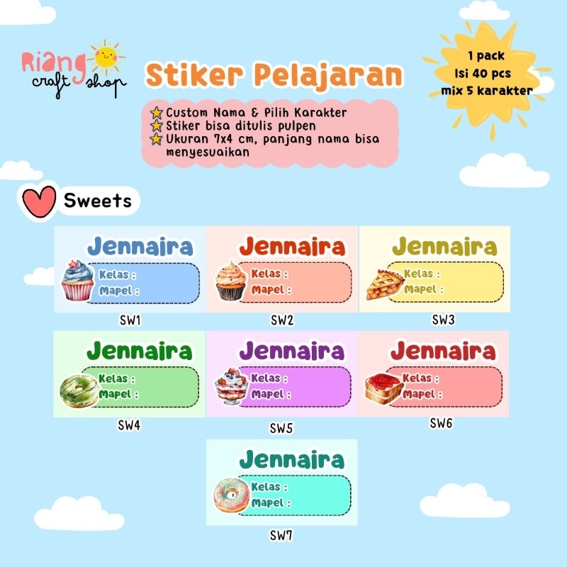 

Stiker mapel- girls series/ stiker pelajaran / stiker buku tulis