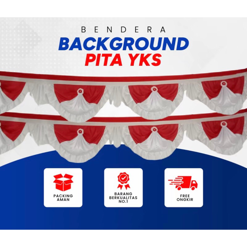 BENDERA BACKGROUND YKS 10GELOMBANG/BENDERA BACKGROUND PANJANG 8METER/BENDERA BACKGROUND MERAH PUTIH/
