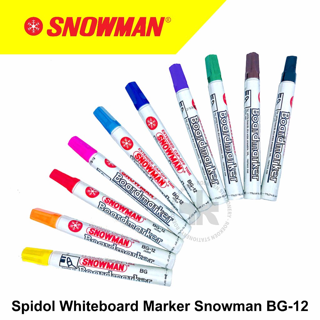 

Snowman Whiteboard Marker Spidol Besar BG-12 (Round Tip)