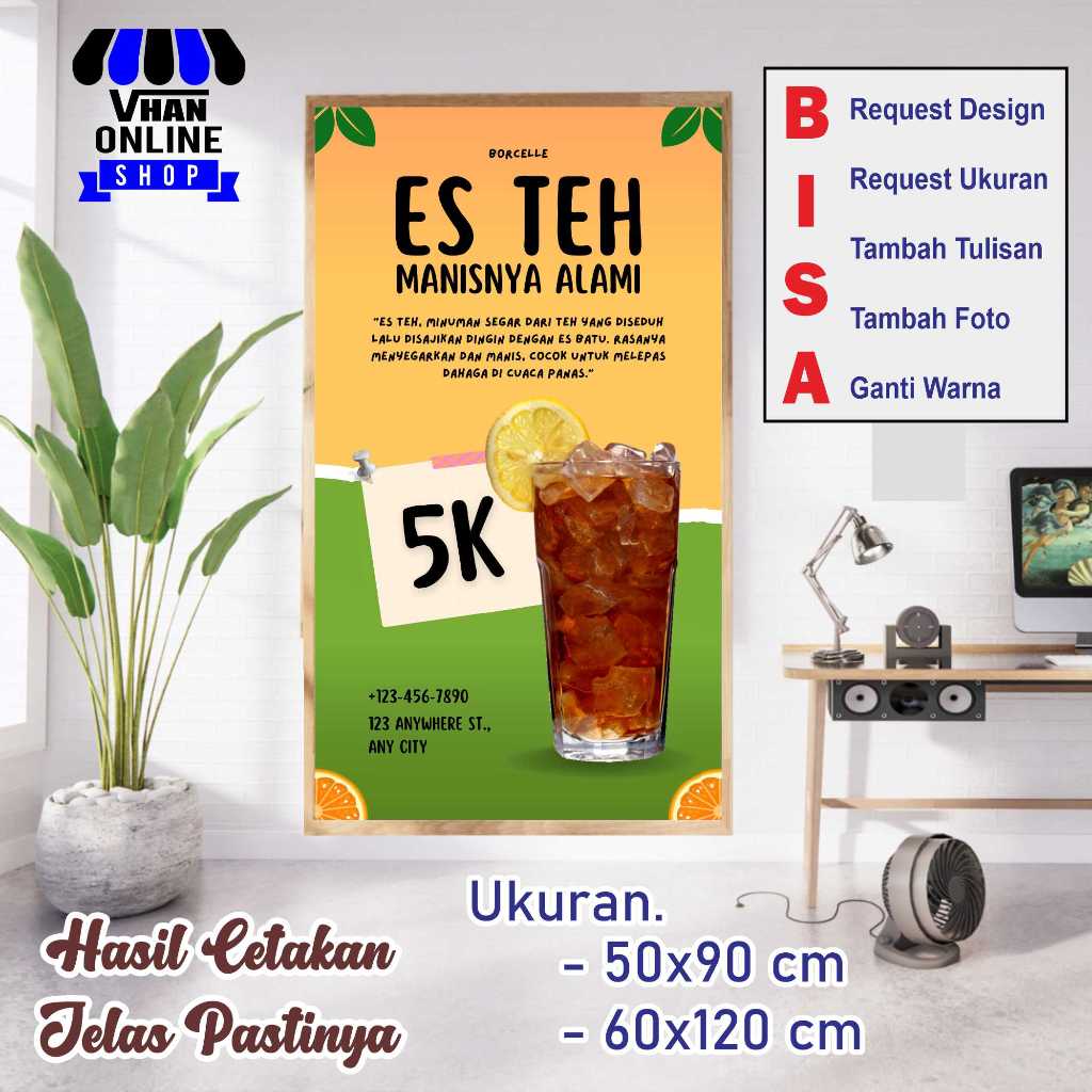 Design Keren Banner Spanduk Jualan Minuman Es teh