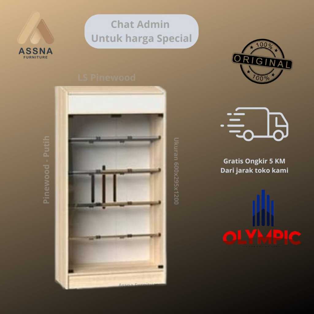 Furniture Lemari Rak  Sepatu Sandal Olympic Minimalis - LS Pinewood Putih