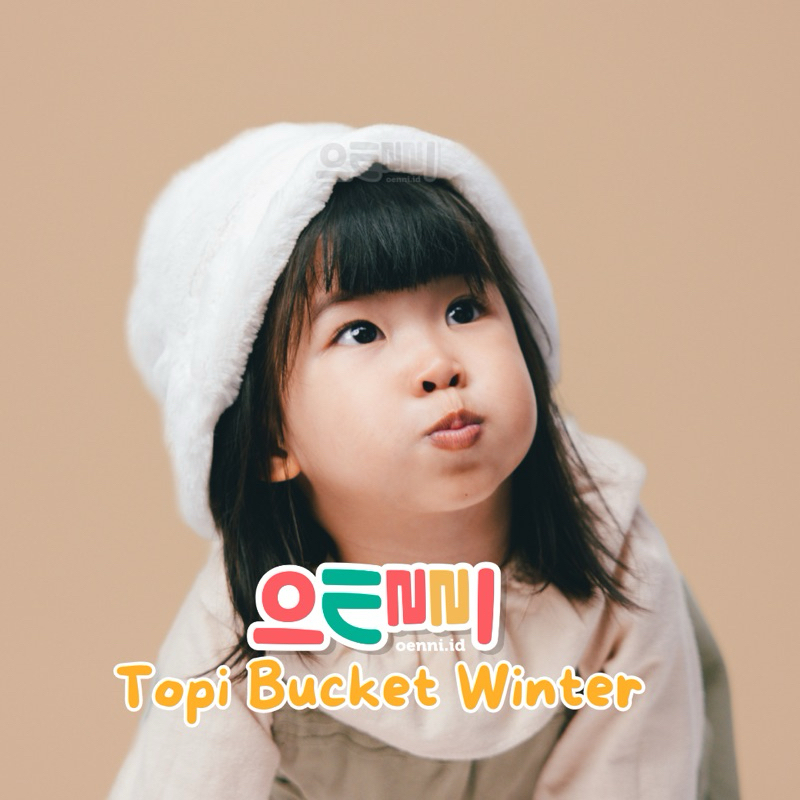 Topi Anak Korea Bucket Bulu / Bucket Hat Fur Korean Kids oenni
