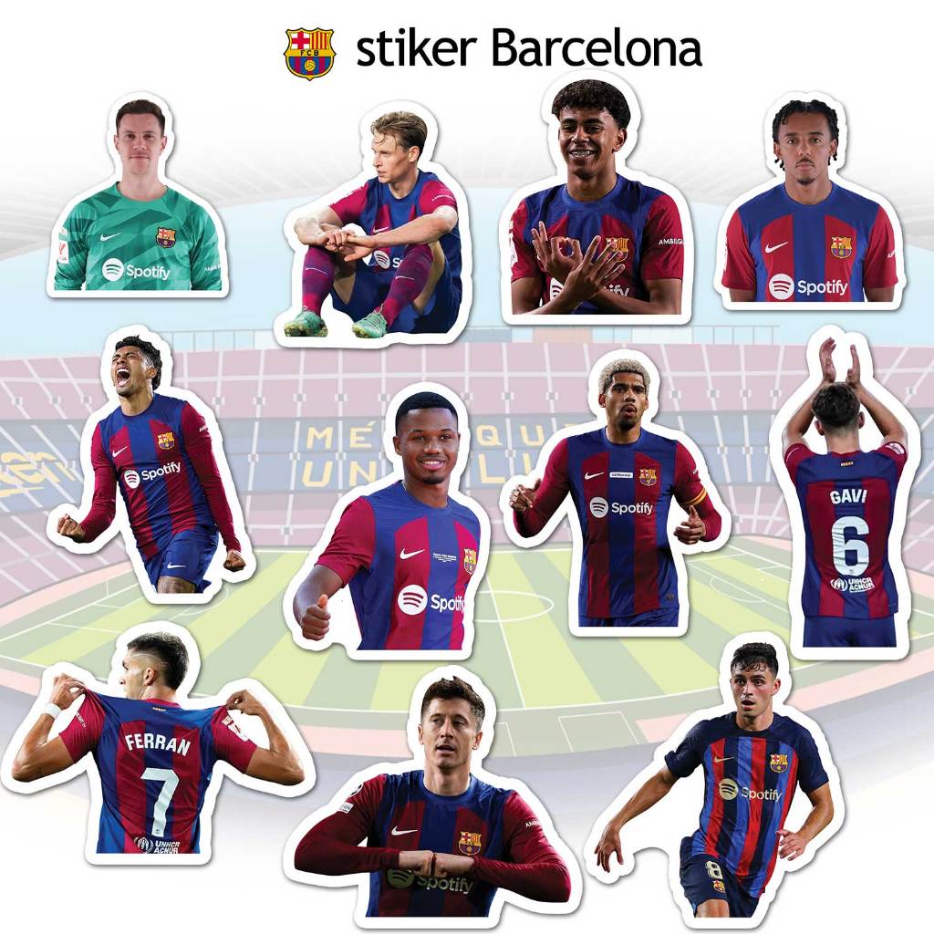 

Sticker Barcelona | stiker bola | 11 lembar stiker Barca | ukuran 4-7 Cm