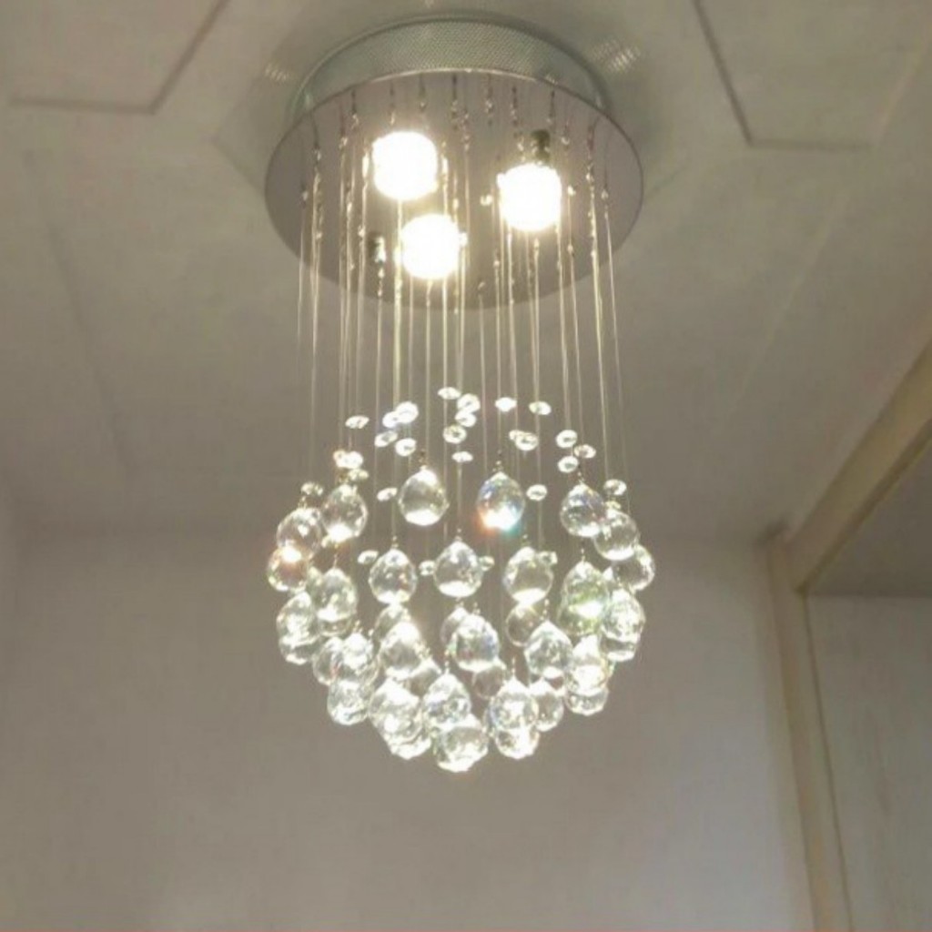 Lampu Gantung Lampu Plafon Kristal Elegan Bulat Modern Logam Berkualitas Tinggi Kristal K9