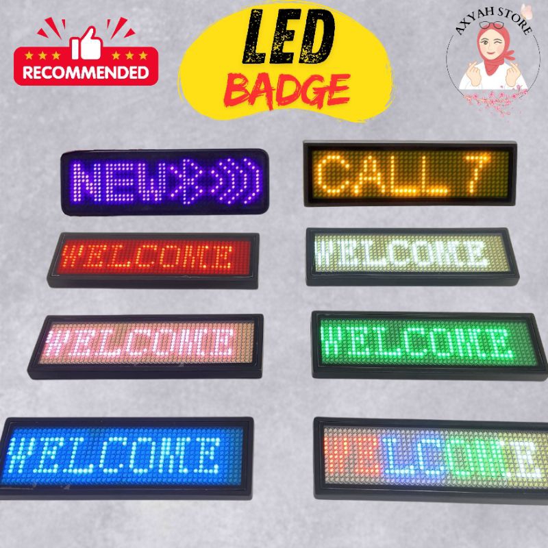 Name Tag LED / LED BADGE Running Text mini /Tulisan Berjalan /Miniatur truk / papan nama led