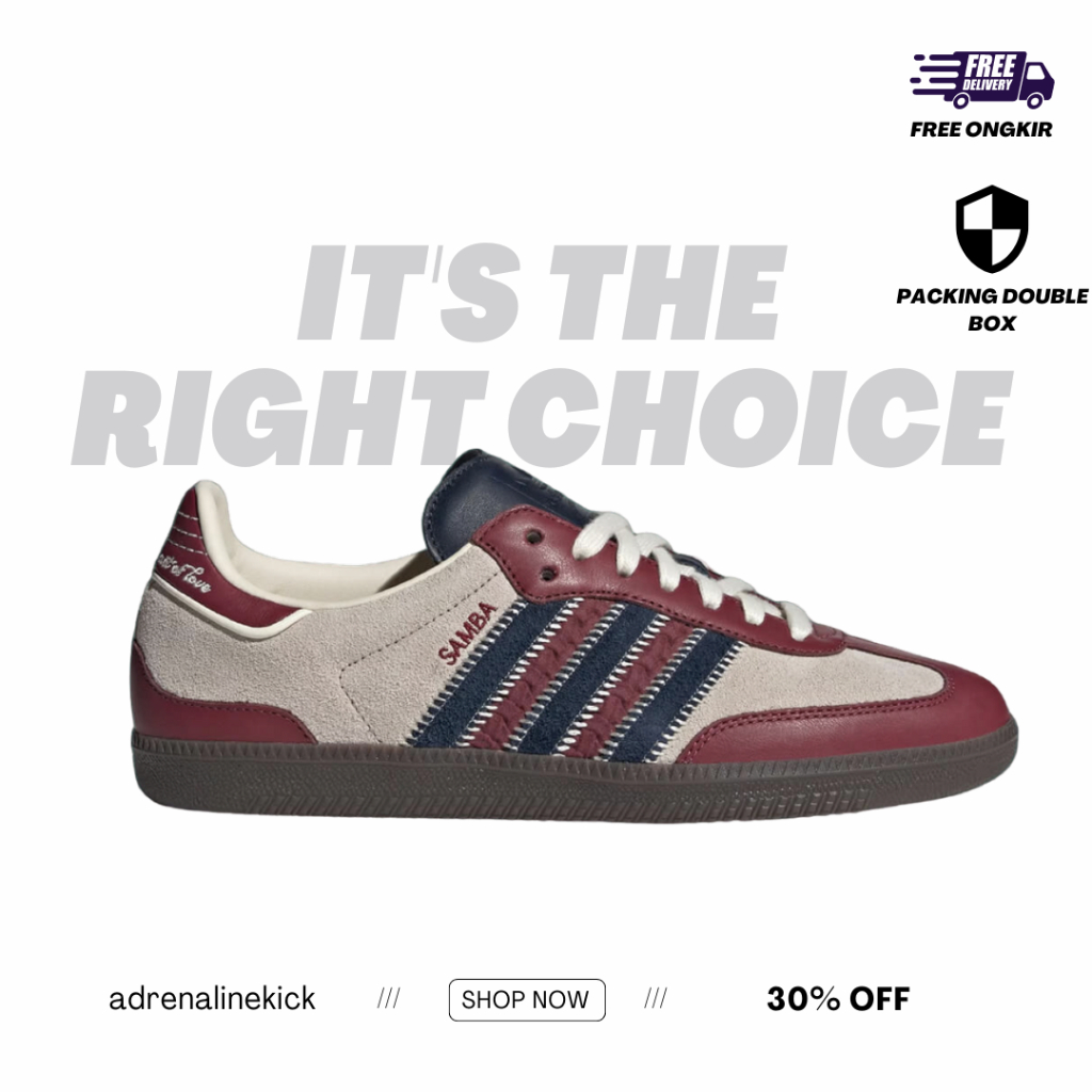 Adidas Samba OG Notitle Red Sepatu Unisex Pria Wanita Perfect Kicks Original 100%