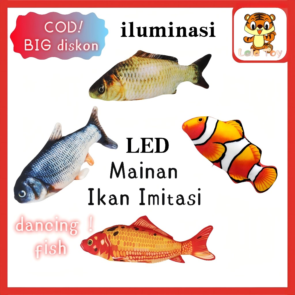 Lele Toys Mainan Ikan Interaktif  Goyang Dan Didalamnya Dancing Fish Jumbo Ikan Bergoyang Menari Bon