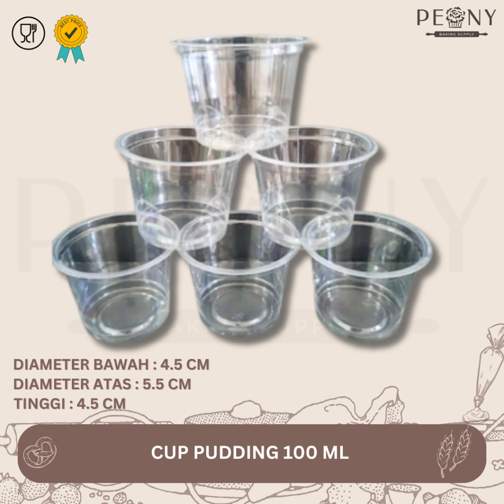 (100 PCS) CUP PUDDING PLASTIK 100 ML / CUP PUDING 100 ML / PACKAGING PLASTIK