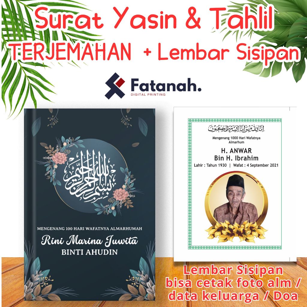 Buku Yasin Tahlil TERJEMAHAN + Sisipan Termurah Custom Foto Bergaransi