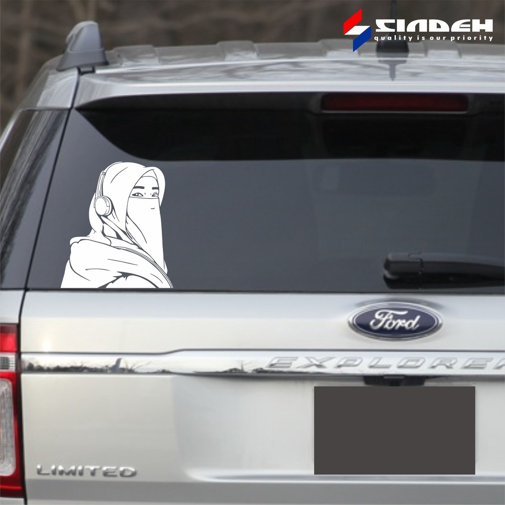 SINDEH GRAPHICA CUTTING STICKER KACA MOBIL WANITA BERHIJAB STIKER MOBIL KEREN MUSLIMAH CANTIK