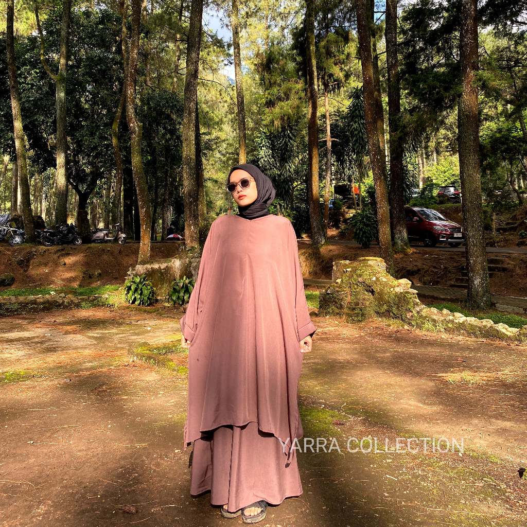 Alula Tunik Set By YARRA (Tunik + Rok) / Tunik Abaya Kekinian / One Set Tunik Melayu / Tunik Batwing