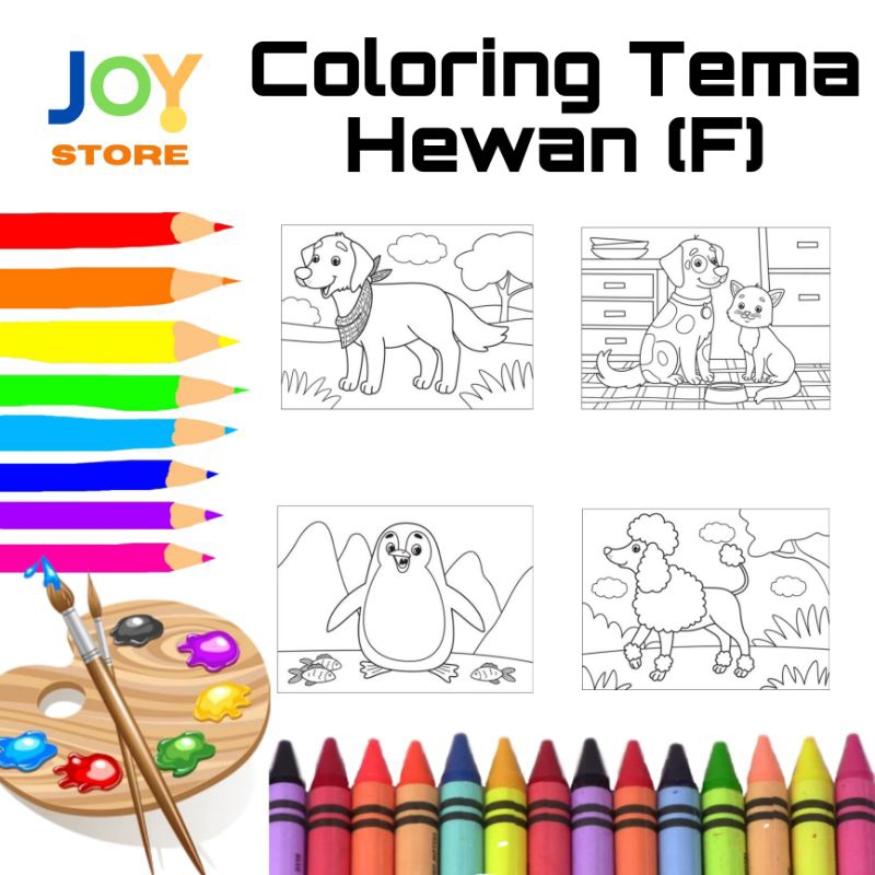 

Kertas Mewarnai untuk Anak TK / SD A4 dan A5 150 gsm - Coloring Paper Tema Hewan F Toko Joy Store
