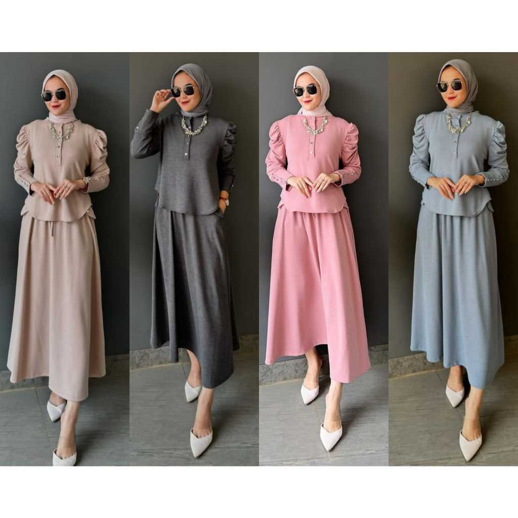 TERBARU LARISA SETELAN ROK ONE SET ROK KNIT PREMIUM SETELAN ROK KNIT KEKINIAN