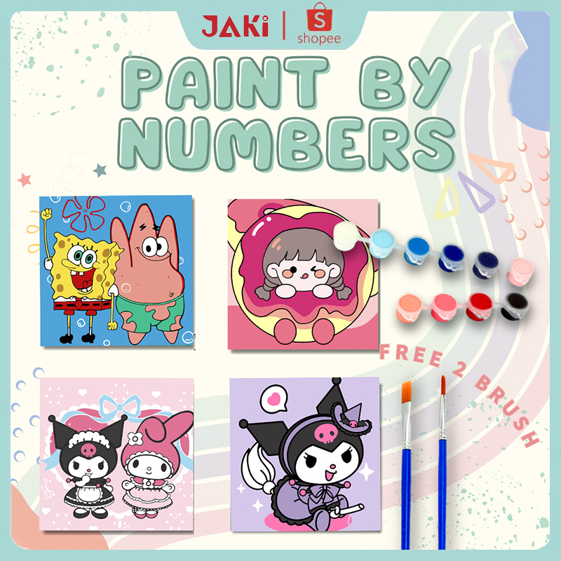 

JAKI Kanvas Paintin By Number 20x20cm DIY Lotso Kuromi Animal Kartun paket lengkap melukis