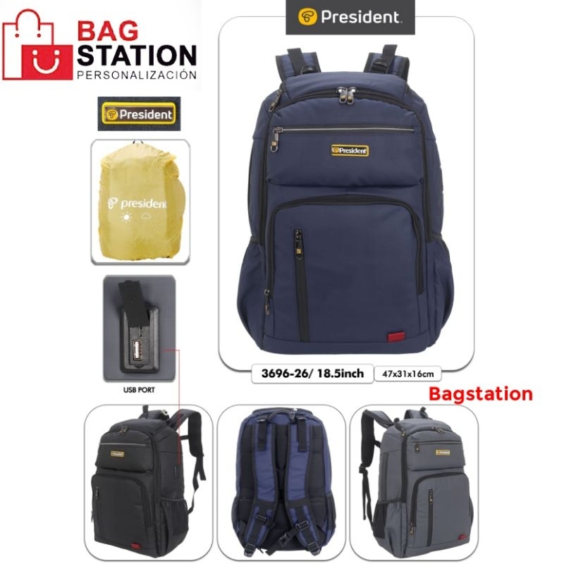 BACKPACK PRESIDENT USB ORIGINAL RANSEL LAPTOP PRESIDENT TAS PUNGGUNG PRIA WANITA