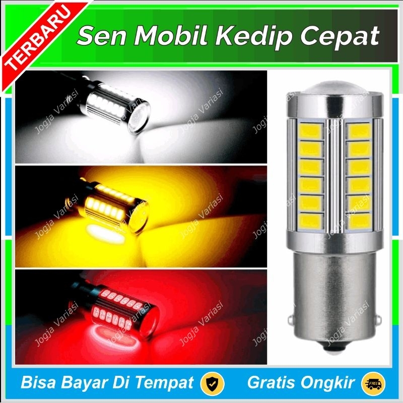 SEN MOBIL KEDIP CEPAT LAMPU RETING BAU15S BA15S SEIN LED 33 TITIK BULAT KAKI 1 BRIO MOBILIO OLD AVAN