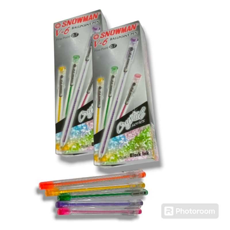 

1pak 12pcs pulpen pena ballpoin snowman V6 1.0mm