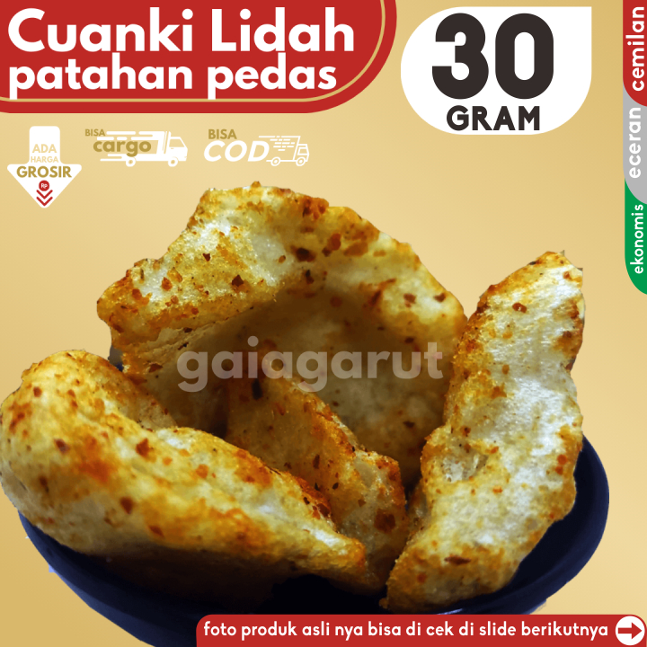 

Cemilan Keripik Cuanki LIDAH PEDAS GURIH 30gr by GG (Bisa COD/Grosir/Kargo)