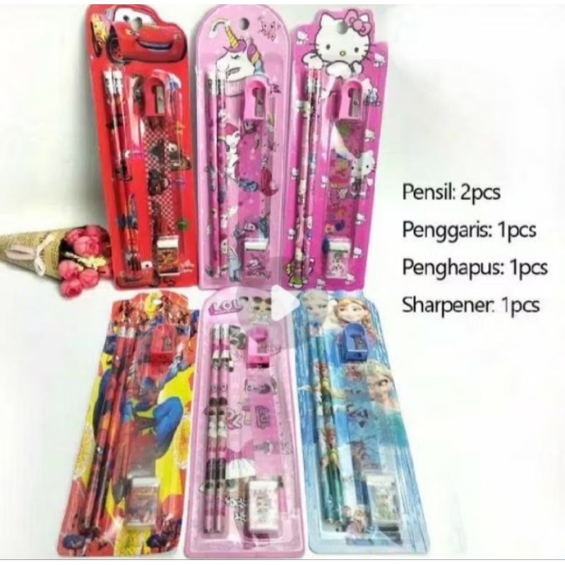 

1 set pensil - alat tulis - motif random