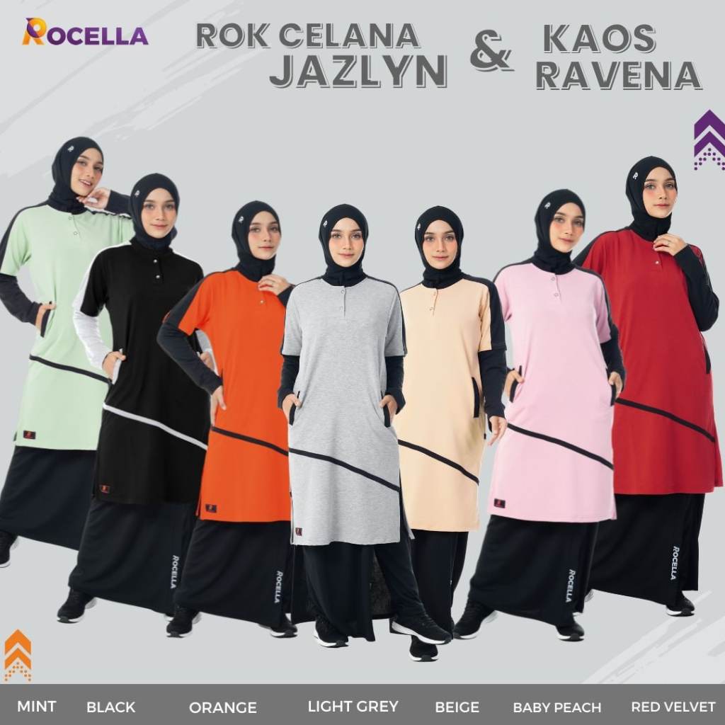 ROCELLA KAOS RAVENA & ROK CELANA JAZLYN / SETELAN OLAHRAGA / SERAGAM SENAM / KAOS OLAHRAGA / BAJU OL