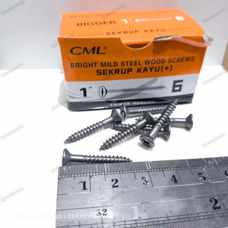 CAMEL (70pcs) Baut Sekrup Gypsum 6x1" / 3/4" | BRIGHT MILD STEEL WOOD SCREWSSEKRUP KAYU (+) Paku 1"X