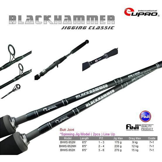 EUPRO Black Hammer Heavy Jigging Rod Fuji Ring Spinning 198Cm