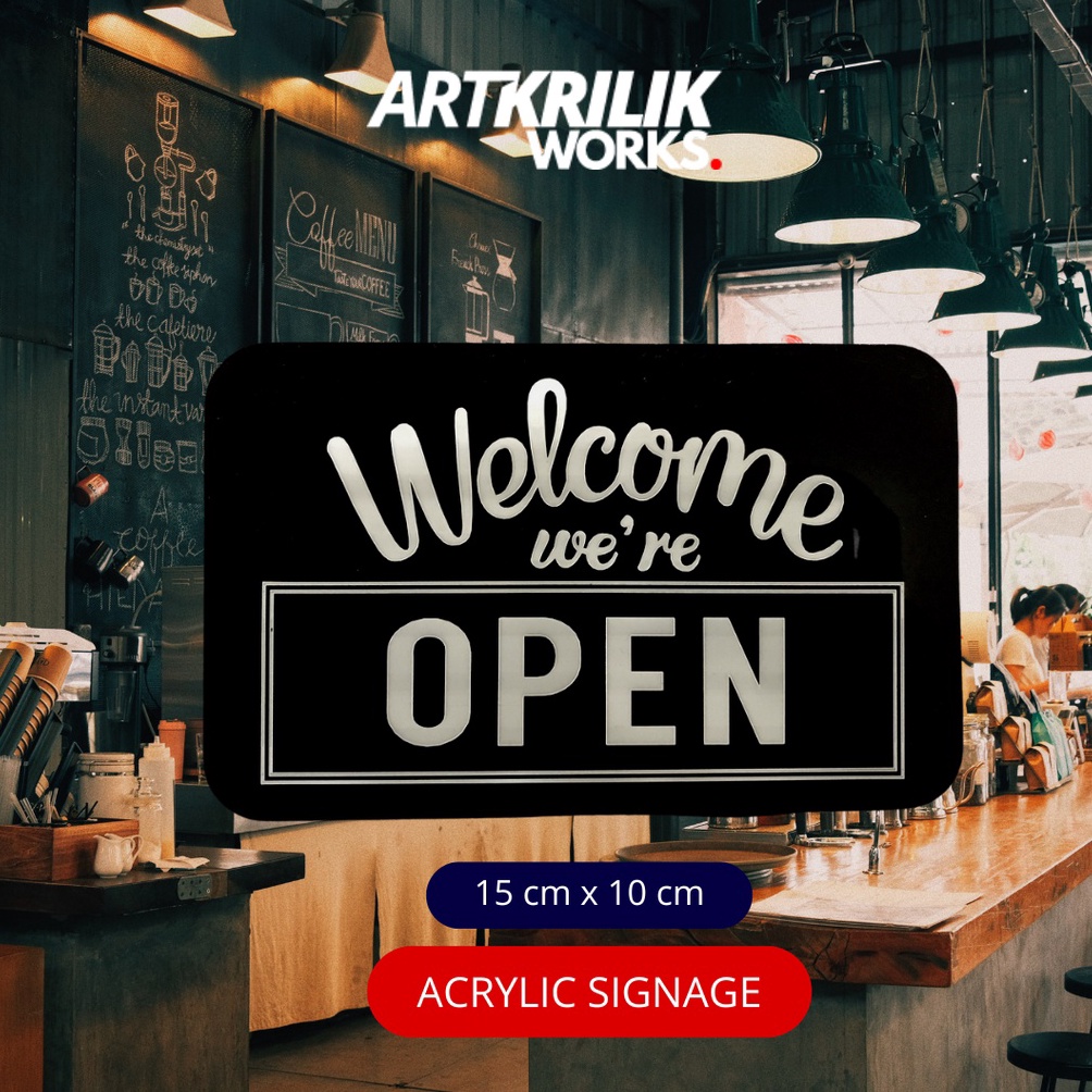 

KODE R8C Akrilik Sign Gantung We are Open Closed Bolak Balik 2 sisi