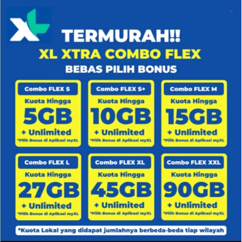 Paket Data XL xtra flex s / Fles S+/  flex m / Flex M+ / flex l / Flex L+ /flex xl flex xxl murah pr