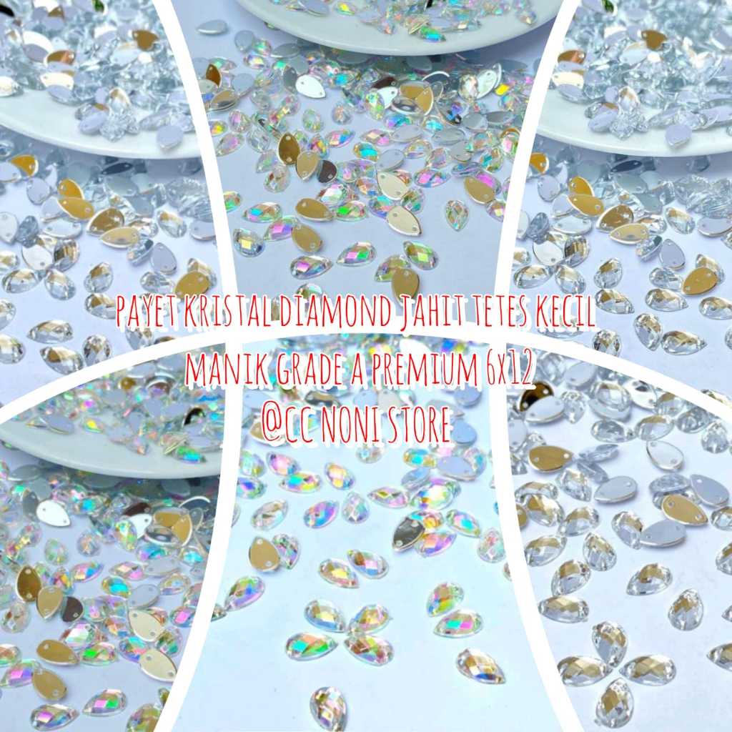 payet kristal diamond akrilik bentuk tetes uk 6x12 kecil premium grade a perlusin