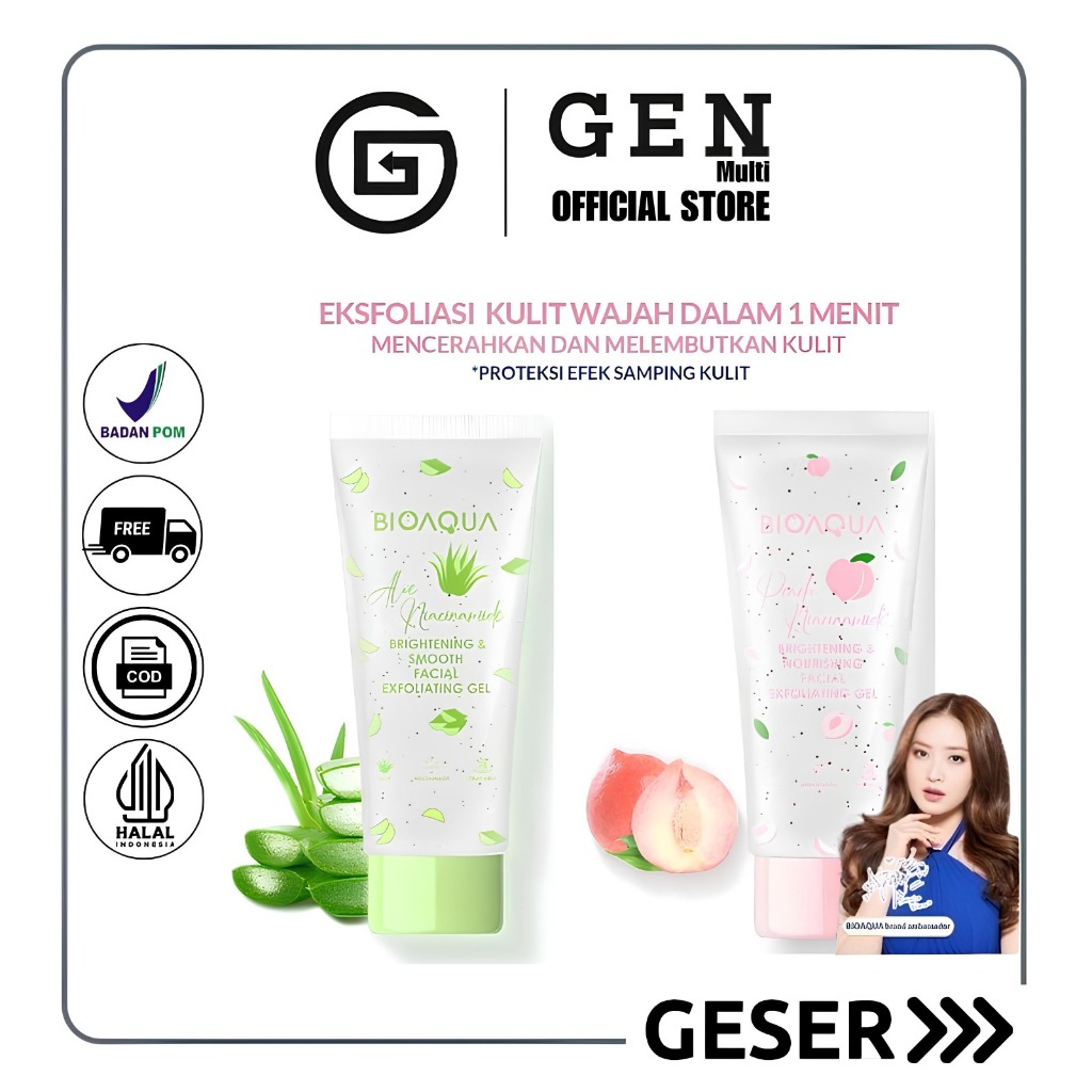 GEN - [BPOM] BIOAQUA Scrub Wajah Peeling Gel Niacinamide Brightening & Smooth Facial Exfoliating Gel