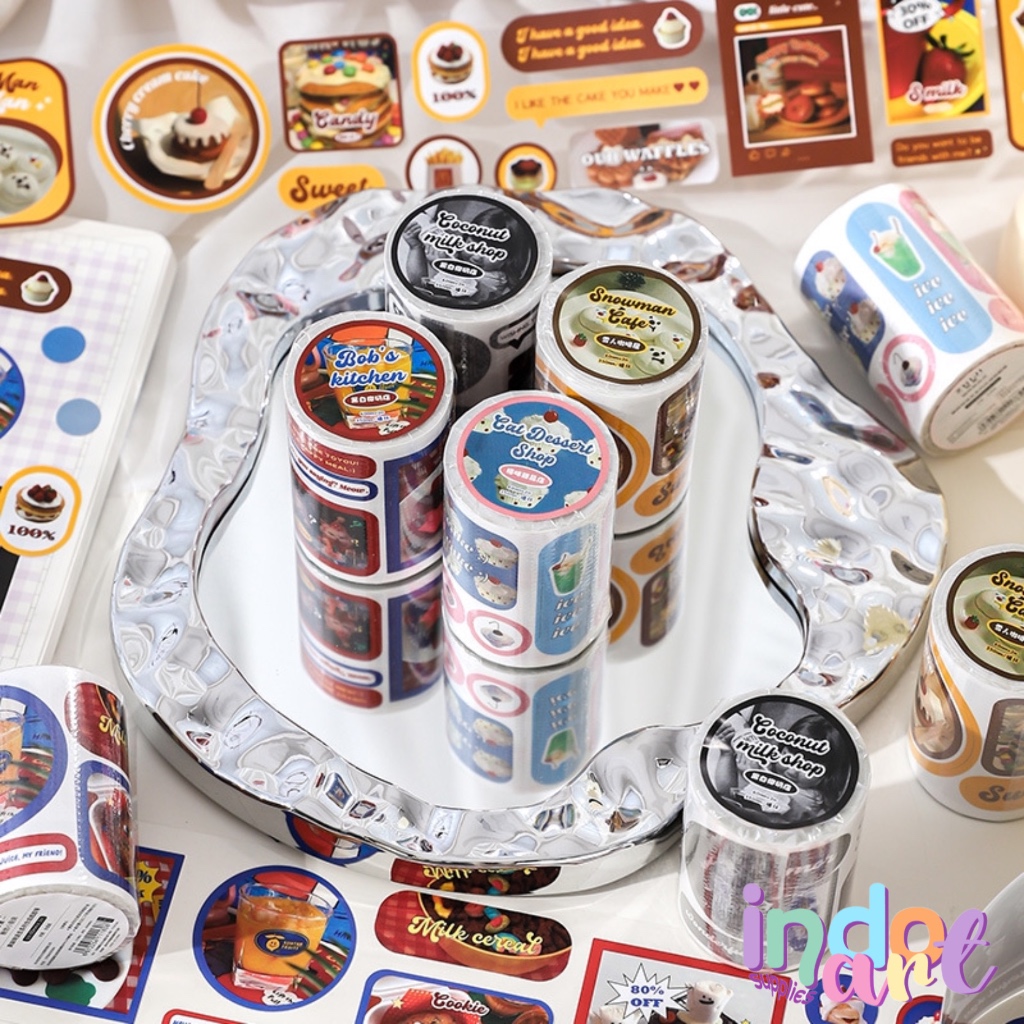 

(IAS) WS8 - Washi Tape Isolasi Kertas Dessert Cafe Cake Oops Cat Coffee Masking Tape