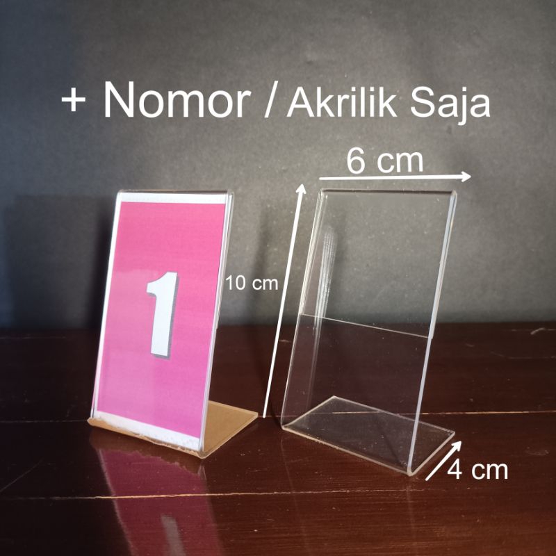 

Akrilik Nomor Meja Desk Ukuran 10 x 6 cm + Nomor