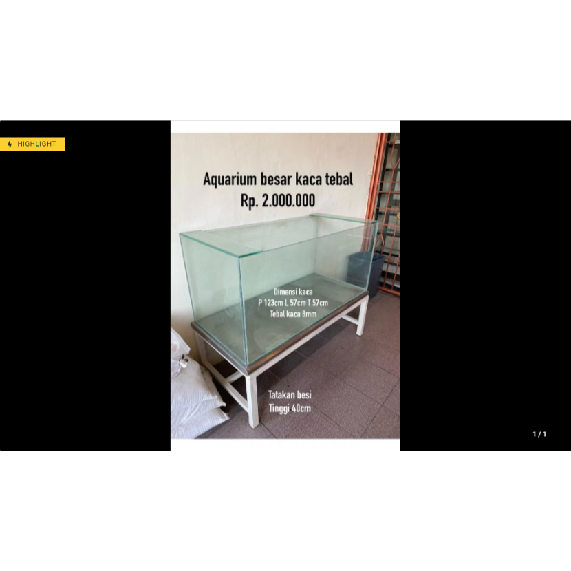 Akuarium aquarium ikan besar kaca tebal