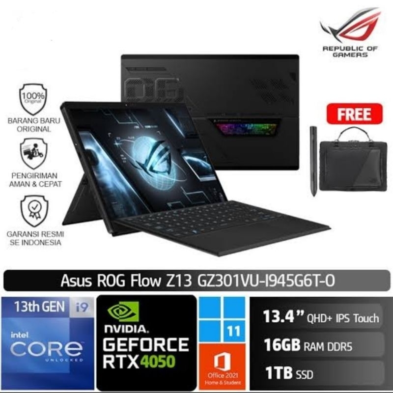 Asus Rog Flow Z13 GZ301VU-I945G6T-O I9-13900H/NVIDIA RTX4050 6GB/16GB/1TB
