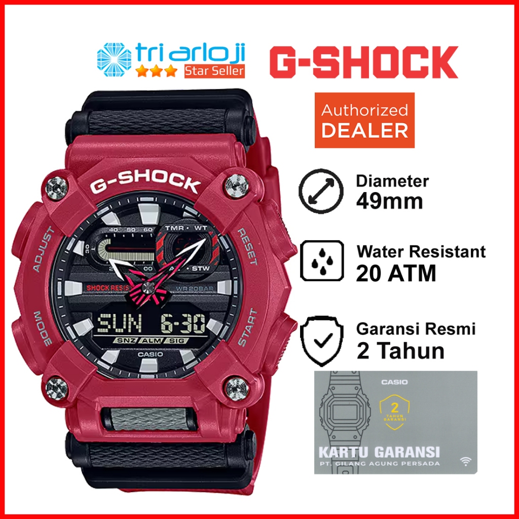 Casio G-SHOCK GA-900-4ADR Jam Tangan Pria GSHOCK GA900 GA-900-4A GA-900 GA-900-4 Merah