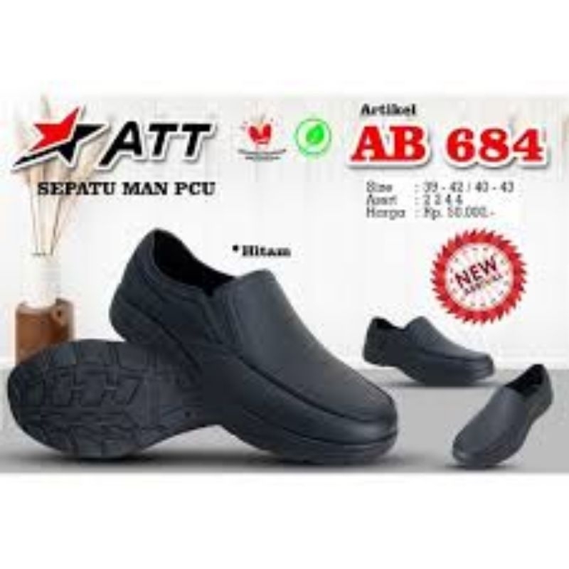Sepatu kerja hitam sepatu slip on karet, sepatu pria hitam sepatu kerja pria anti air sepatu slip on