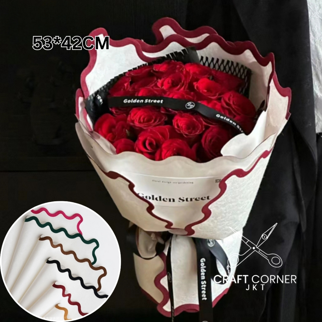 

[LBR] Flower Wrapping Kertas Kado Squiggle List Gelombang Paper Kado Pembungkus Bunga 53*42cm