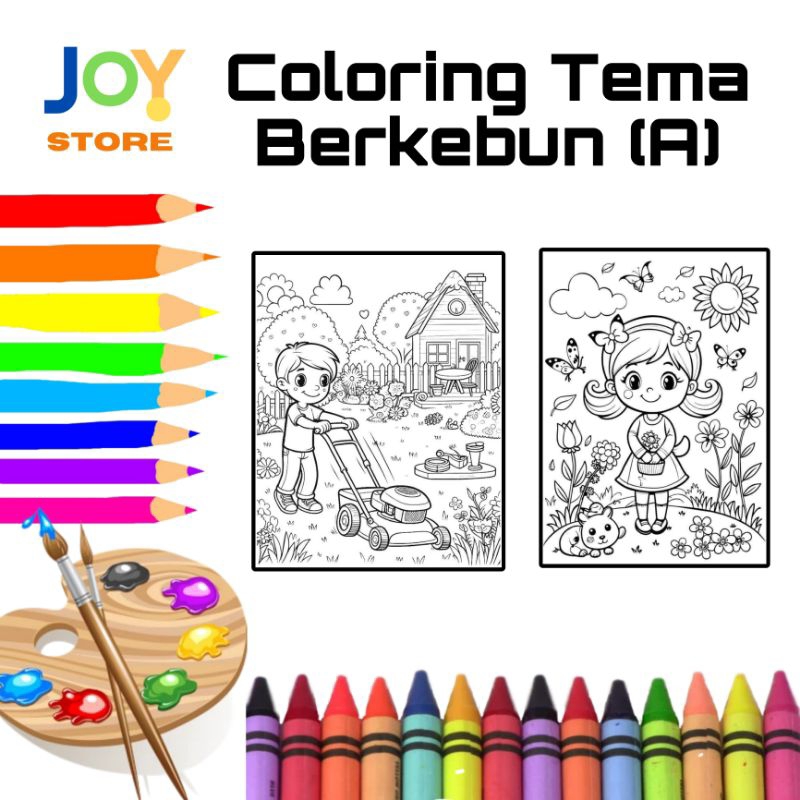 

Kertas Mewarnai untuk Anak A5 dan A4 150 gsm - Coloring Paper Tema Berkebun A Toko Joy Store