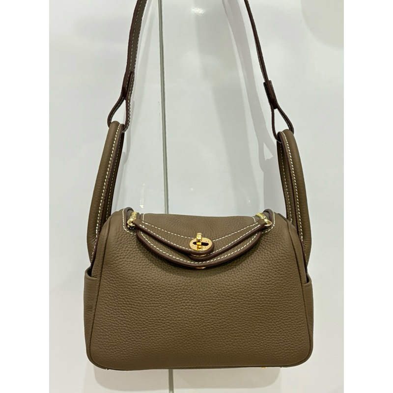 Lindy bag mini size 19cm Taupe Real leather
