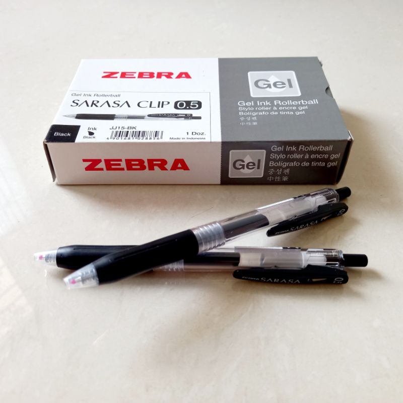 

[ LUSIN MURAH ] Pulpen Pen Ballpoint Gel 0.5 / 0.7 / 1.0 mm Zebra Sarasa Clip Hitam / Biru