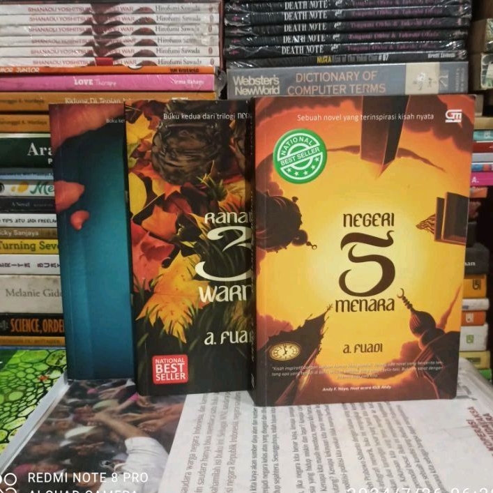 Novel Original a fuadi negeri 5 menara, ranah 3 warna, rantau muara Paket 3 Pcs Bekas