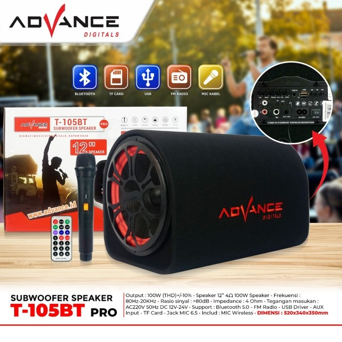 Speaker Advance T105BT Bluetooth Subwoofer Speaker 12inch