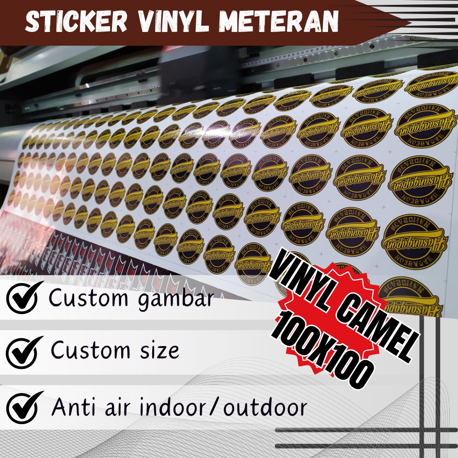 

Print Sticker Vinyl Meteran Bahan Camel Sticker BOOT, Sicker KACA, Sticker BACKLED CUSTOM