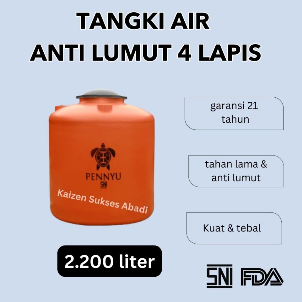 tandon toren tangki air pennyu penyu SATU 2200 2500 2000 liter kualitas penguin termurah anti lumut 