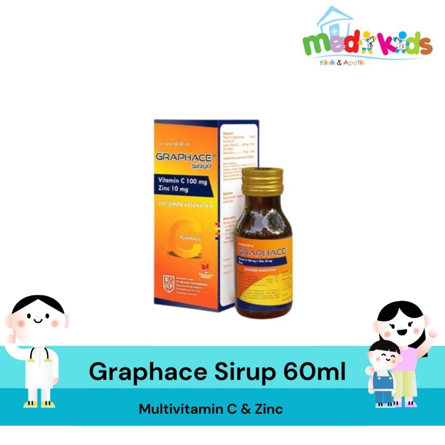 Graphace Sirup 60ml Drop 15ml - Multivitamin C & Zinc Vitamin Anak Bayi Sehat